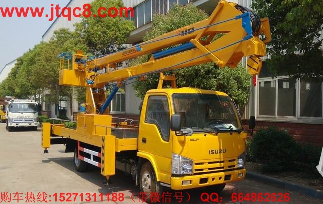 慶鈴18米高空作業(yè)車(國(guó)四)(單排座)采用慶鈴底盤加裝上裝部分而成;液壓式三節(jié)折疊臂,最大作業(yè)高度18米,作業(yè)輻度5.7米; 采用國(guó)產(chǎn)、進(jìn)口換向閥及液壓油缸,換向平穩(wěn),操作靈活方便;隨車安裝四個(gè)液壓支腿,以保證整車在操作時(shí)的穩(wěn)定性與安全性;支腿與工作臂互鎖,安全可靠,防止誤操作過(guò)位.